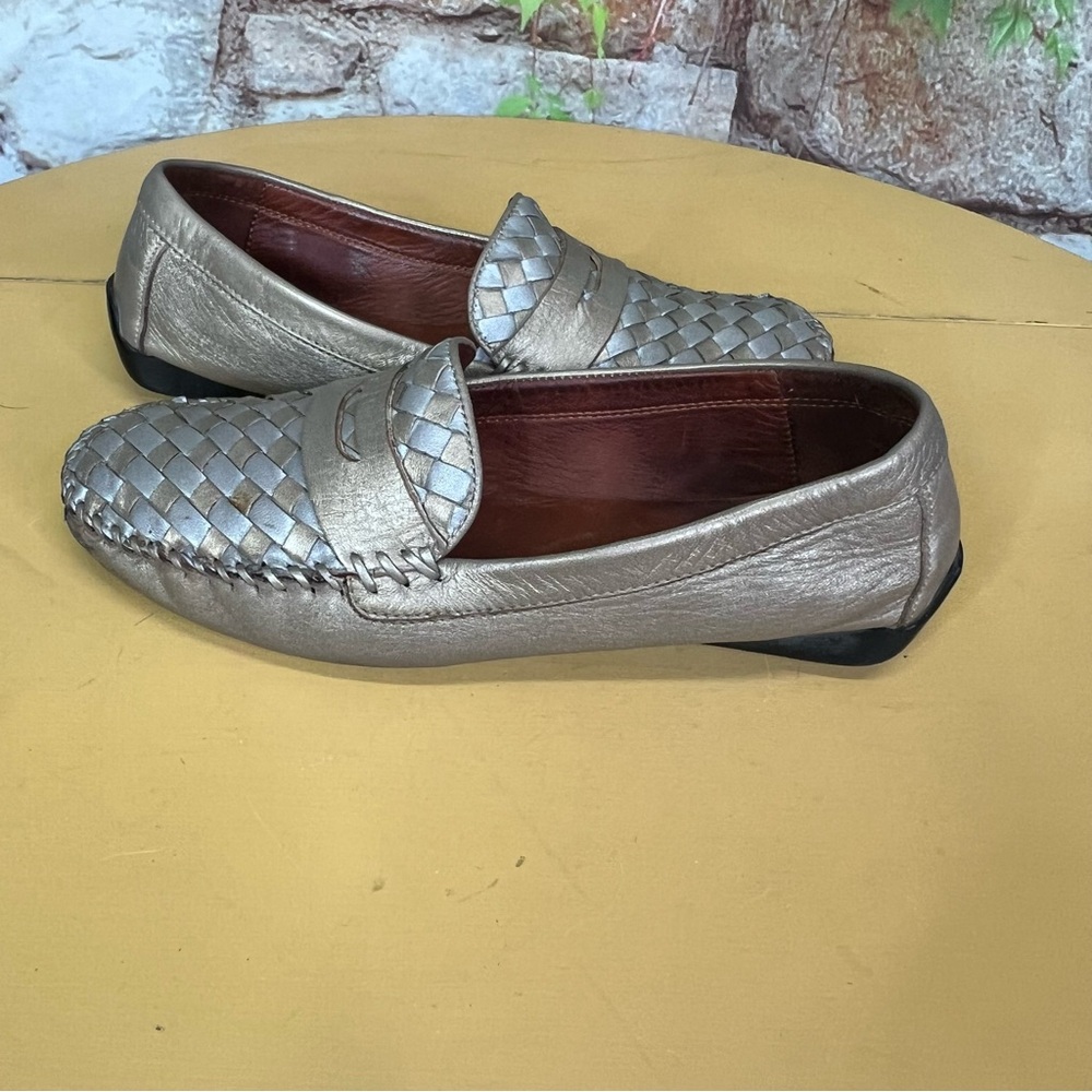 ROBERT ZUR Silver and Gold Glove Leather Driving Mocs, 9.5 - Picture 10 of 10